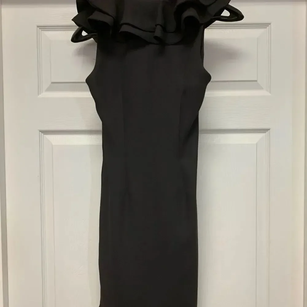 Eva Franco Black Sleeveless Ruffled Dress sz 4 EUC
